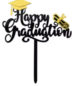 Happy Graduation | Cake Topper | Black And Gold