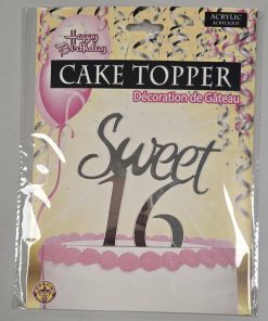 Sweet 16 | Acrylic | Silver Cake Topper