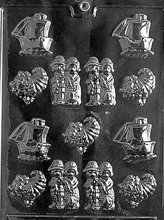 Thanksgiving Chocolate Mold/Bite Size / Mayflower, Turkey, Pilgrim