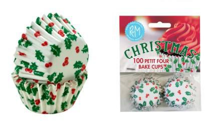 Petite Four |Holly Leaf Bake Cups | Mini Cupcake Liners